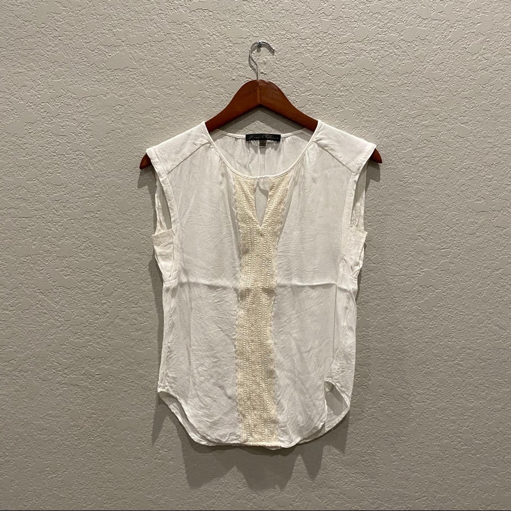 Cream textured design front blouse
